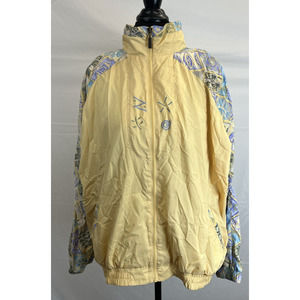 Women's Rare Vintage 80s 90s Yellow Print Full Zip Jacket Jazz/21 Sz. XL Charity